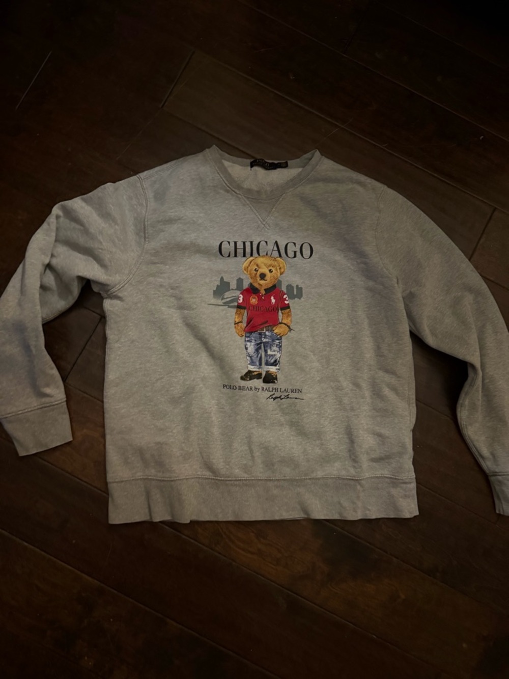 Polo by Ralph Lauren Gray Crewneck with Chicago Bear Graphic